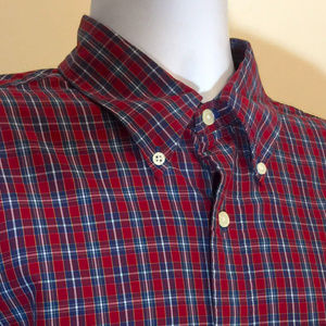 BROOKS BROTHERS Red & Green Plaid Button Front